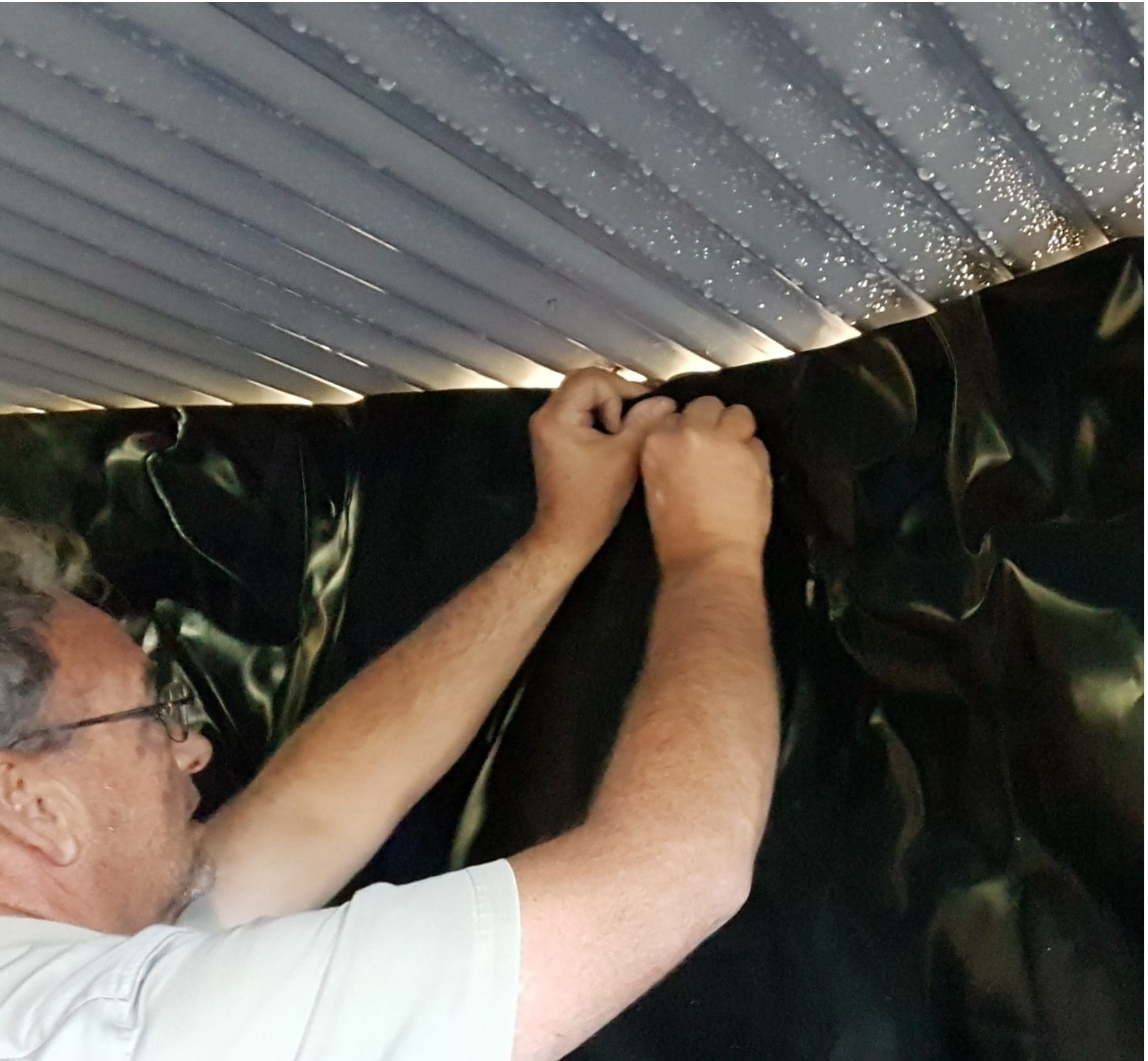 Attaching a vinyl tank liner inside a concrete tank